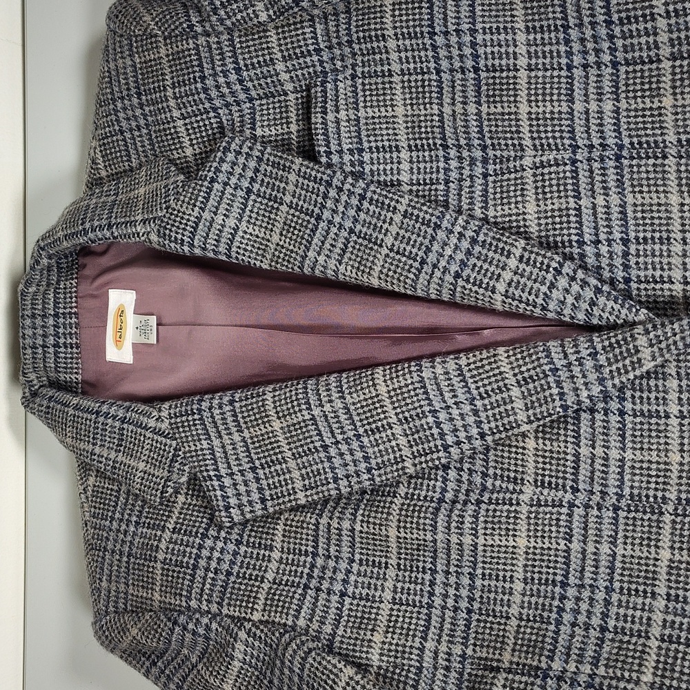 Vintage Talbots gray plaid wool alpaca blazer jacket 4 - Picture 4 of 12